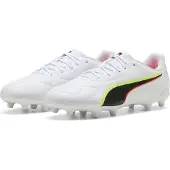 Puma King 20 Play Fg/ag Unleashed - Valkoinen/hehkuva Punainen/keltainen Lapset, koko 38