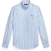 Ralph Lauren Custom Fit Striped Linen Shirt - Blue - S