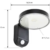 PRIOS Ulkoseinävalaisin liiketunnistimella Tarlson , Musta, Synteettinen materiaali, Moderni, aurinkokennovalaisin