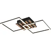 TRIO Zaro LED kattovalaisin 2-os mattamusta/puu 3000K