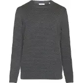KnowledgeCotton Apparel Vagn Regular Bubble Knit Crew Neck Dark Grey Melange - S