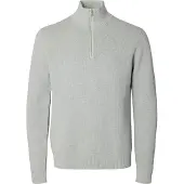 Selected Slmdane Ls Knit Structure Half Zip Noos - Grey - XXL