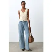 Mango Embroidered Straight-Leg Jeans - Blue - 32