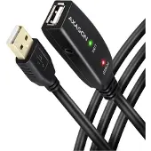 Axagon 2.0 USB-A -jatkokaapeli, aktiivinen, lisävirralla, uros-naaras, 7,5m, musta