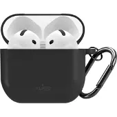 Puro AirPods 4 Icon -silikonikotelo karabiinikiinnikkeellä - musta