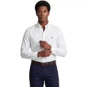 Ralph Lauren for man. 712870507001 Custom Fit Oxford Shirt white (44.5), Casual, Cotton, Classic, Long sleeve
