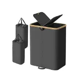 Hobby Hall Pyykkikori, 52x38.5x75 cm, musta-beige, kangas