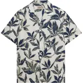 Superdry for man. M4011136A Cabana Poolside beige shirt (L), Casual, Cotton, Short sleeve