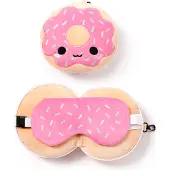 Relaxeazzz Shaped Travel Pillow & Eye Mask - Minecraft Steve - Pink - ONE SIZE