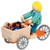 Goki Dollhouse Wooden Cargo Bike with Child and Dog