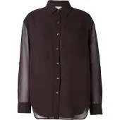 Calvin Klein Roll Sleeve Utility Pocket Blous - Brown - XS