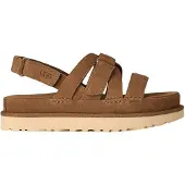 Ugg for woman. 1175122 Goldenstar Gleam leather sandals brown (39), Flat, Suede, Velcro, Casual