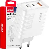 Amio 2xUSB-C USB lādētājs strāvas adapteris 65W