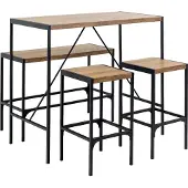 Ebuy24 Bahamas teollisuustyylinen baaripöytäsarja, musta & tammi, MDF