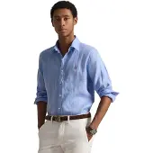 Ralph Lauren Slim Fit Linen Shirt - Blue - XL