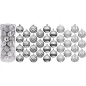Christmas Decoration Joulukoriste muovinen koriste pommi 6cm setti 35 arkkia hopea