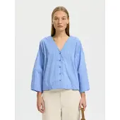 Selected Slfbea 3/4 V Neck Shirt B - Blue - 34