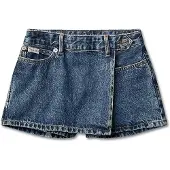 Calvin Klein Denim Wrap Skort Beckford Wash - Blue - 140