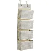 3 Sprouts Oven ripustin taskuilla, Gingham beige