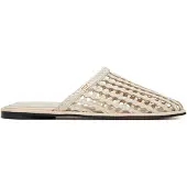 Tommy Hilfiger Hilfiger Leather Mix Flat Mule - Cream - 38