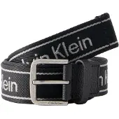 Calvin Klein Vyö 'Rounded Buckle Logo Webbing' vaaleanharmaa / musta