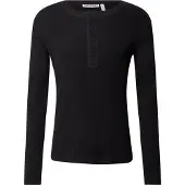 Weekday Long-Sleeved Henley T-Shirt - Black - XL