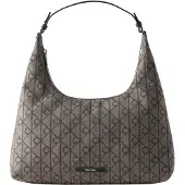 Calvin Klein Olkalaukku 'Emblem Hobo' tummanharmaa / musta
