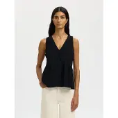 Selected Slwblair Sl V-Neck Peplum Top Noos - Black - 42
