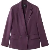 Mango Linen Suit Jacket - Burgundy - S