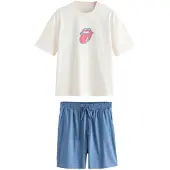 Next Lyhyt pyjama 'The Rolling Stones' laivastonsininen / turkoosi / vadelma / valkoinen