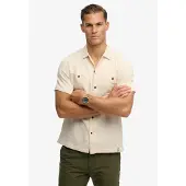 Superdry for man. M4011123A Merchant Textured beige shirt (S), Casual, Cotton, Short sleeve