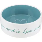 Trixie - Pet's Home Ceramic Bowl 0,8 L/ ø16 cm Cream/Petrol - Koirat - Ruokailupaikat ja juoma-automaatit - Koiran ruoka- ja vesikupit