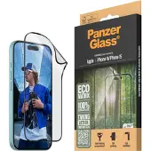 PanzerGlass iPhone 15/16 Eco Matrix Ultra-Wide Fit -näytönsuoja - musta reuna