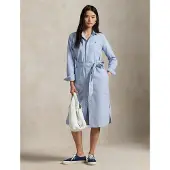 Ralph Lauren for woman. 211928804002 Cotton shirt dress with blue belt (32), Casual, Long sleeve