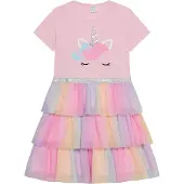 Lindex Short-Sleeved Flounce Dress - Multi/patterned - 110