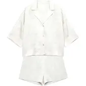 Gisela Shorts&shirt Satin Jacquard Fabric Kolmen Neljäsosan Hihaiset Pyjamat