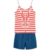 Gisela Pyjama sininen / punainen / offwhite