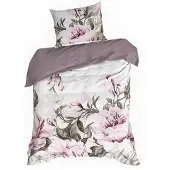 Eurofirany Vuodevaatesetti PEONY vetoketjulla, violetti kukkakuvio, 140x200