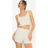 LASCANA Pyjamashortsit ecru / sininen / punainen