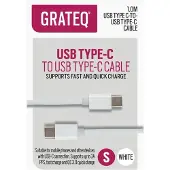 GRATEQ usb-c - usb-c kaapeli 100w 1m valkoinen