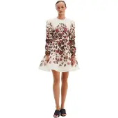 Malina Leoni Silk Blend Mini Dress - Cream - XS