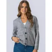 TeeShoppen Neuletakki ' Knitted Cardigan ' harmaa