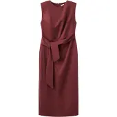 Mango Lyocell Dress With Knot Detail - Burgundy - S
