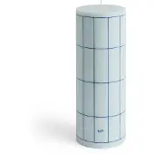 HAY Column Candle pöytäkynttilä large 25 cm Light blue-blue grid check