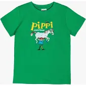 Peppi Pitkätossu X Martinex Peppi-logo T-paita, Vihreä, 122-128