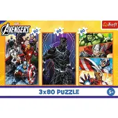Trefl AVENGERS Palapelisetti Toiminnantäyteiset päivät, 3 x 80 palaa