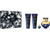 Versace Dylan Blue Pour Femme Naisten lahjasetti Eau de Parfum 100 ml + Tuoksuva vartalomaito 100 ml + Tuoksuva suihkugeeli 100 ml + Eau de Parfum 5 m