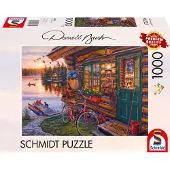 Schmidt Darrel Bush: Lakeside Cabin With Bike 1000p palapeli