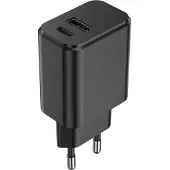 Setty USB-A + USB-C laturi 3A 20W - Musta