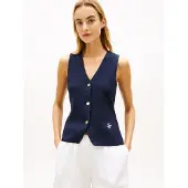 Tommy Hilfiger for woman. WW0WW49707 Premium knitted waistcoat navy (S), Casual, Cotton